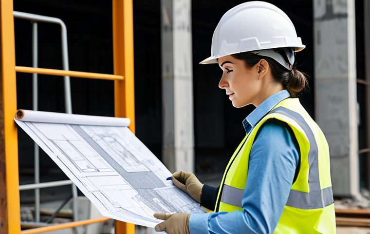 **

"A professional female engineer wearing modest work attire, examining blueprints on a construction site. Hard hat, safety vest, fully clothed, appropriate content, safe for work, perfect anatomy, natural proportions, professional photography, daytime setting."

**