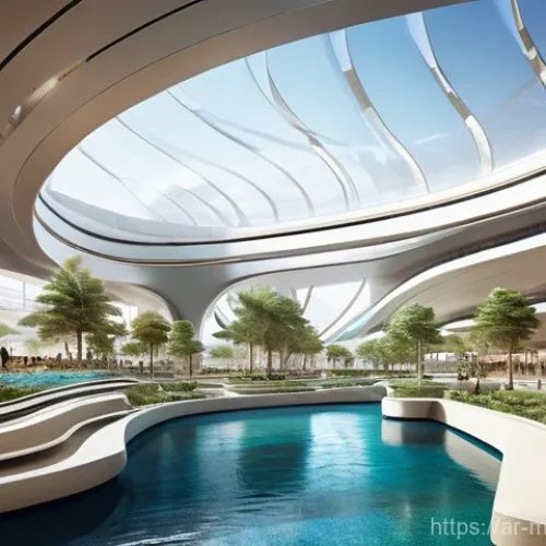 현대건축물 미래형 교통 허브 - Future Oasis: The Integrated Urban Transport Hub**

"A stunning, expansive interior view of a futuri...